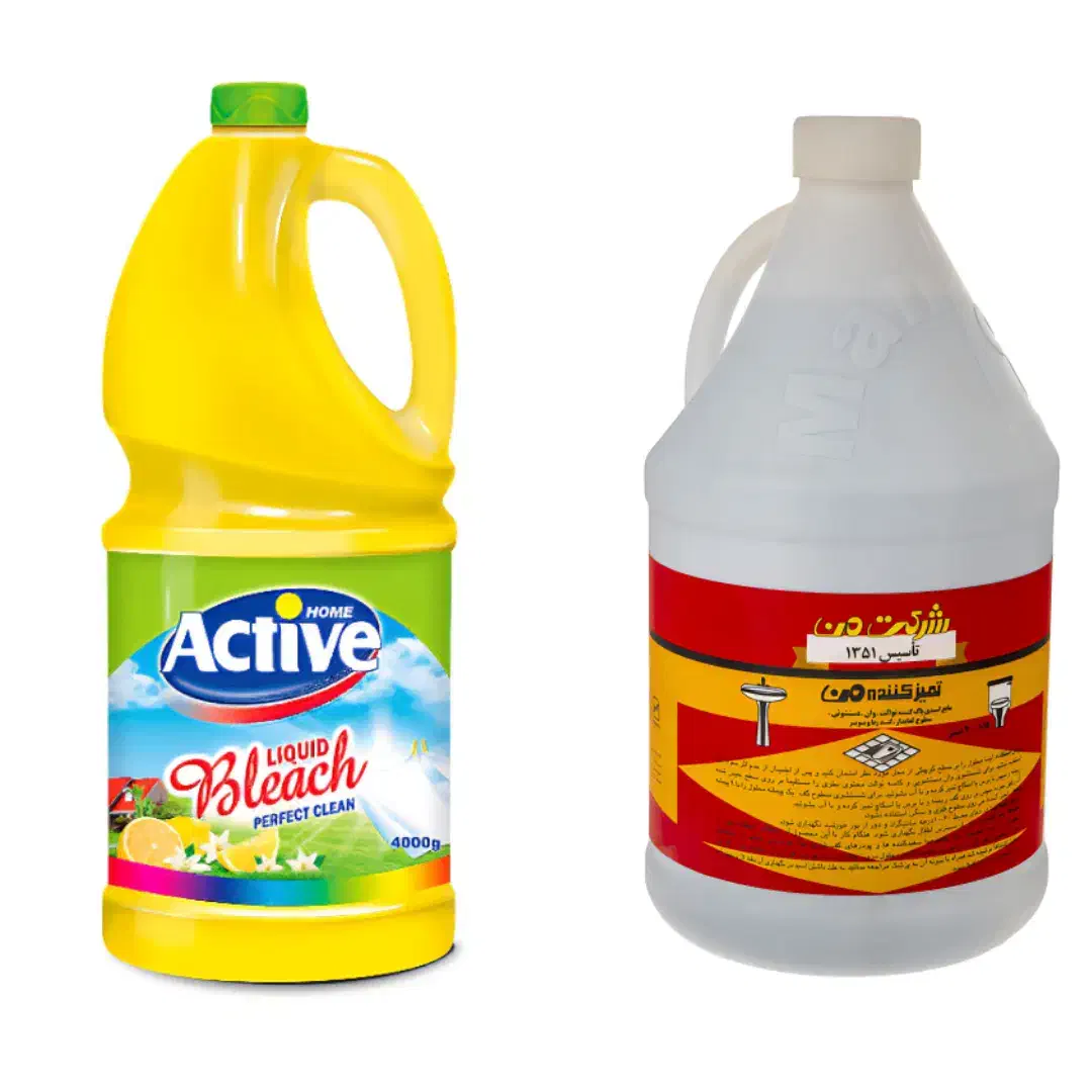 مایع جرمگیر و تمیز کننده من مایع سفید کننده اکتیو|مواد شوینده و دستمال کاغذی|عجب شیر, |دیوار