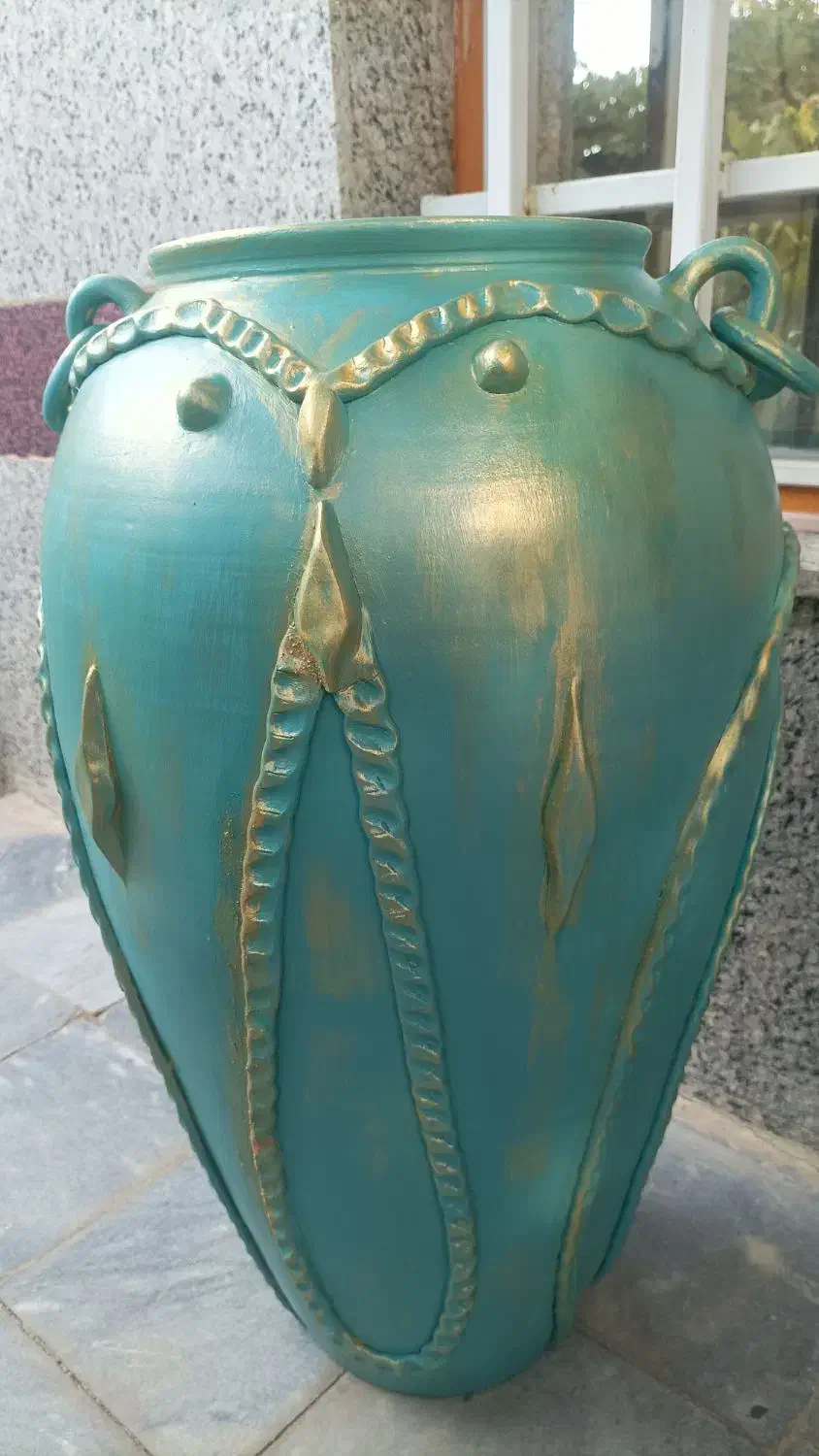 گلدان سفالی پتینه کاری نقاشی طرح مدرن دکوری|مجسمه، تندیس، ماکت|همدان, |دیوار