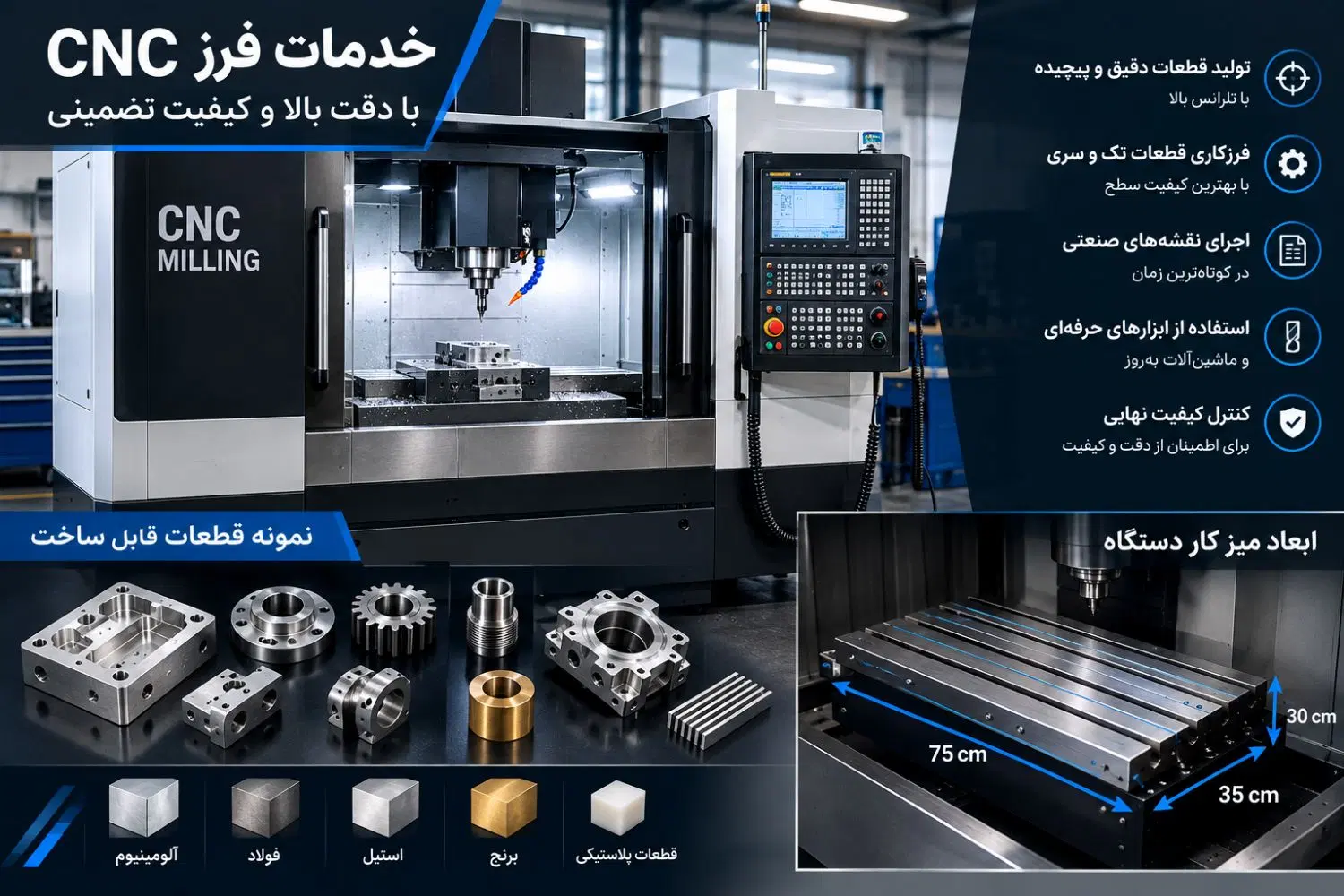 خدمات دستگاه فرز cnc سوارخ کاری و قلاویز|خدمات پیشه و مهارت|تهران, اتحاد|دیوار