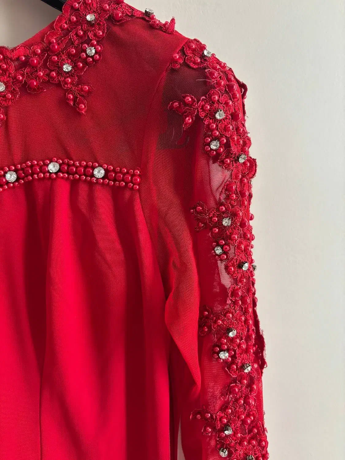 لباس مجلسی کار شده رنگ قرمز شامپاینی|لباس|قدس, شهرقدس|دیوار