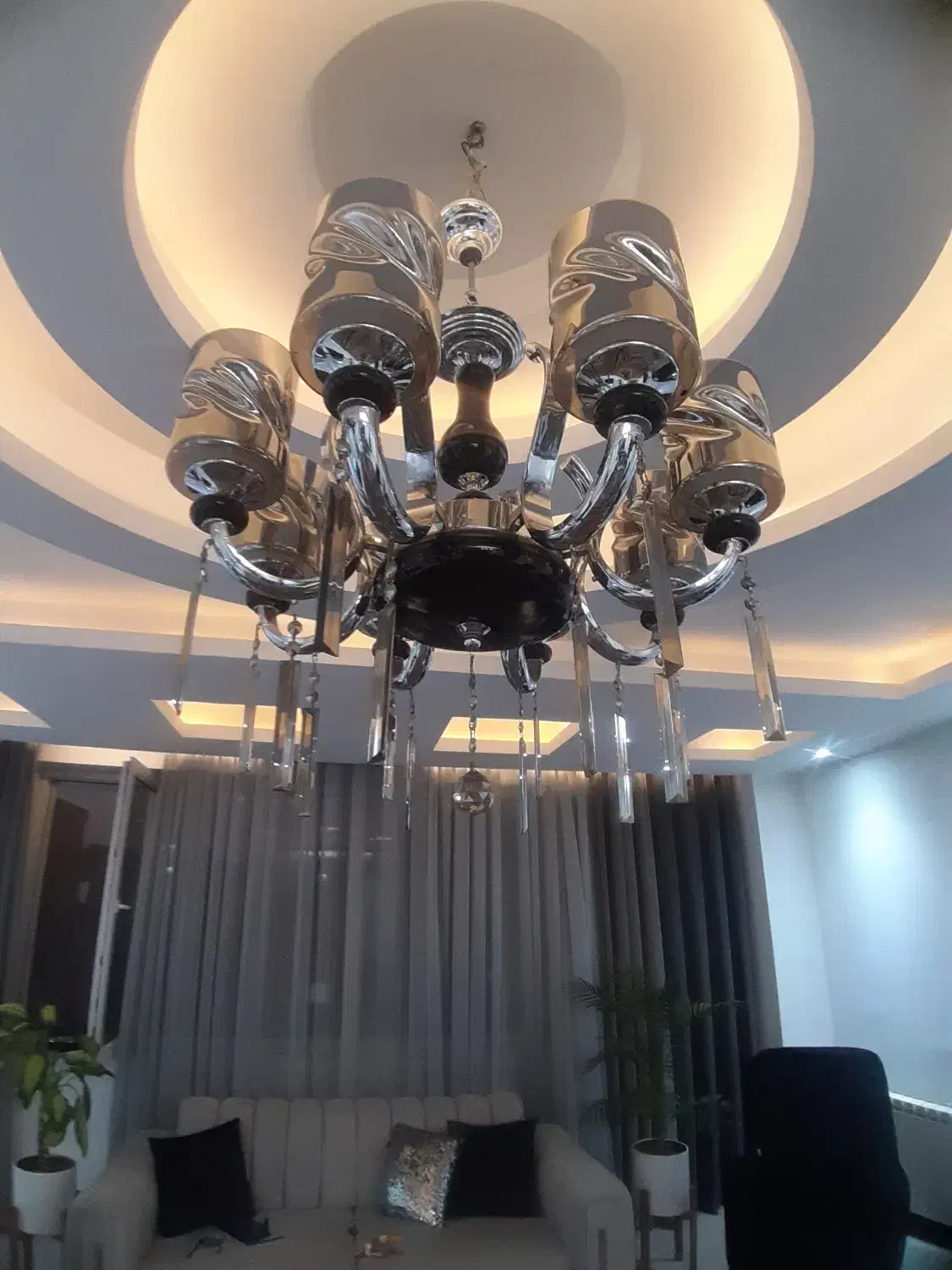 لوستر ۸ شعله برنج با سنگ طبیعی|لوستر و چراغ آویز|نظرآباد, نظرآباد|دیوار