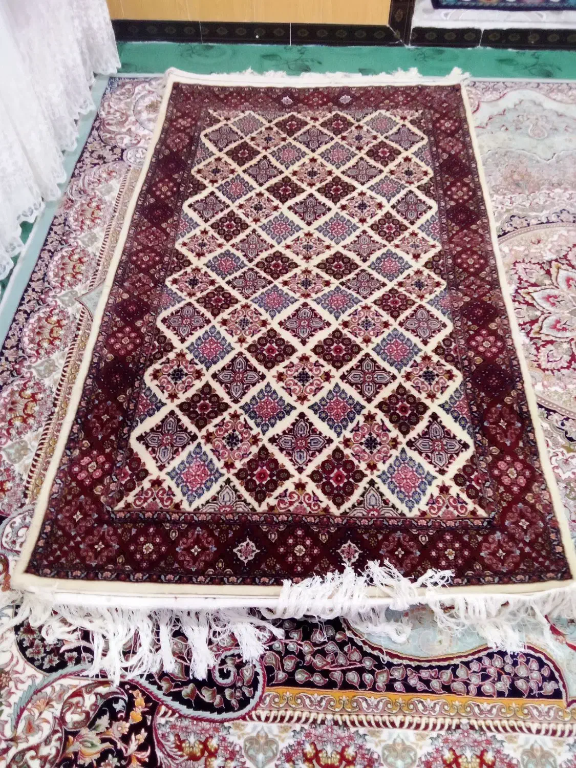 قالی دستبافت گل ابریشم|فرش|خزل, |دیوار