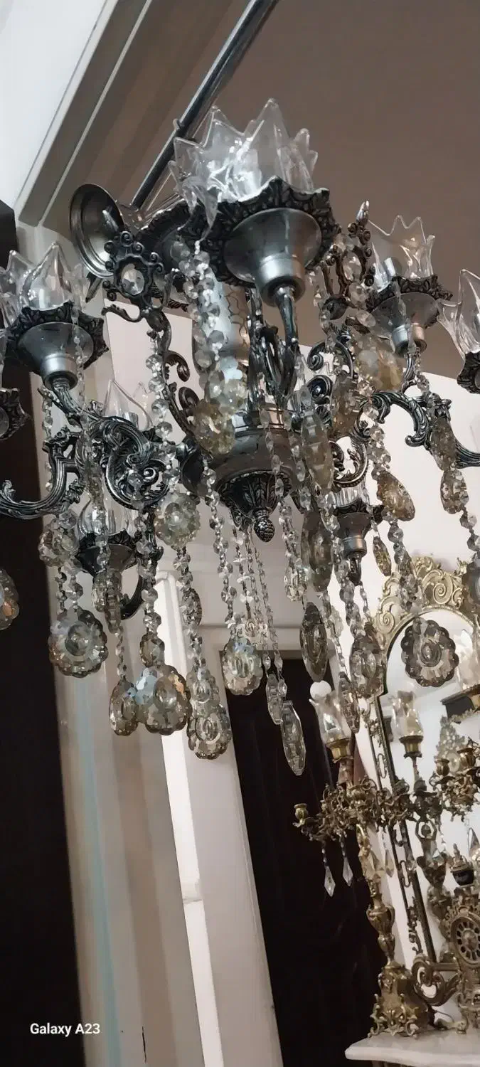 تک لوستر تمام برنزی سیلور ده شعله با طراحی عالی|لوستر و چراغ آویز|همدان, |دیوار