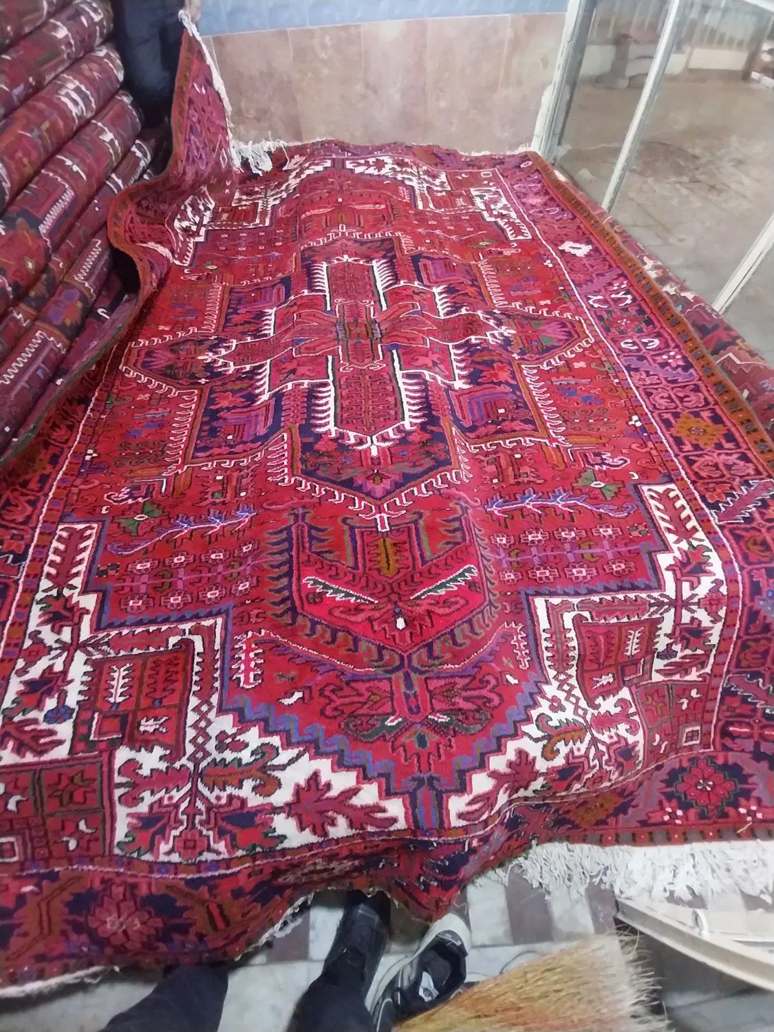 فرش جفت ۹ متری کار کرده|فرش|بناب, |دیوار