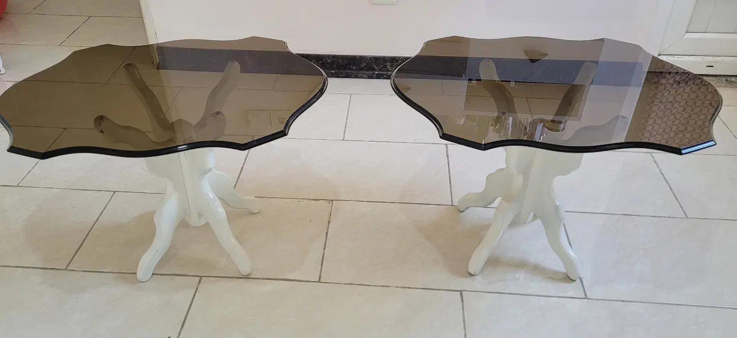 ۲عدد میزعسلی پایه چوبی و میزشیشه ای|مبلمان خانگی و میز عسلی|ساری, |دیوار