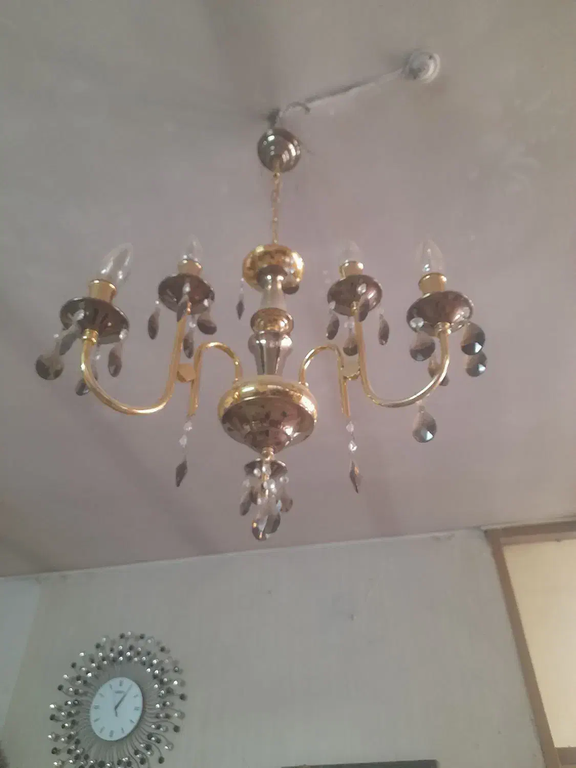 یک جفت لوستر برنجی سه شاخه شش شمعخور|لوستر و چراغ آویز|اصفهان, کوجان|دیوار