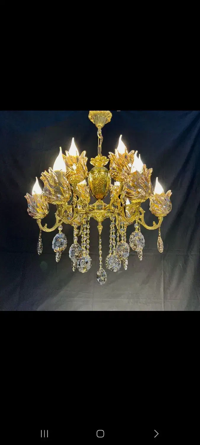 لوسترنگین لوستر برنجی.۵+۷تعدادشعله برنجDK ligh.432|لوستر و چراغ آویز|تهران, نعمتآباد|دیوار