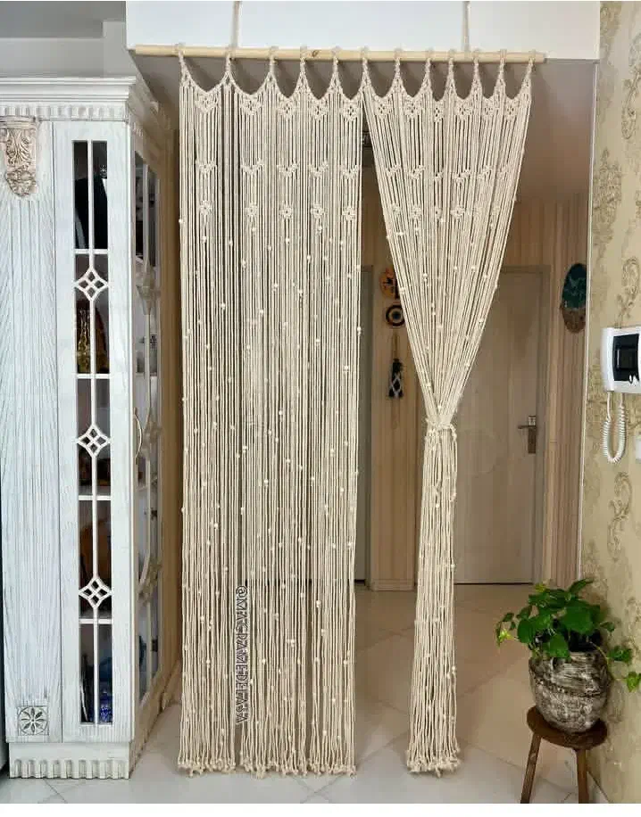 پرده مکرومه|پرده، رانر، رومیزی|محمدیه-قزوین, |دیوار