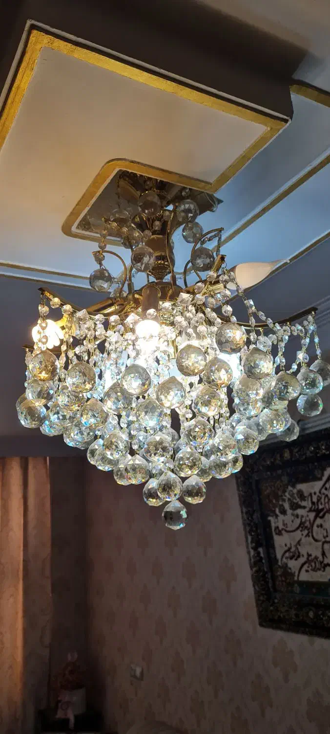 لوستر ۸شاخه طلایی|لوستر و چراغ آویز|قزوین, |دیوار