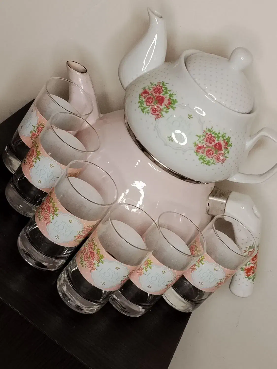 قوری و کتری گل دار فانتزی ترکیه ای|قوری، کتری، قهوه‌ساز دستی|تهران, شهر زیبا|دیوار