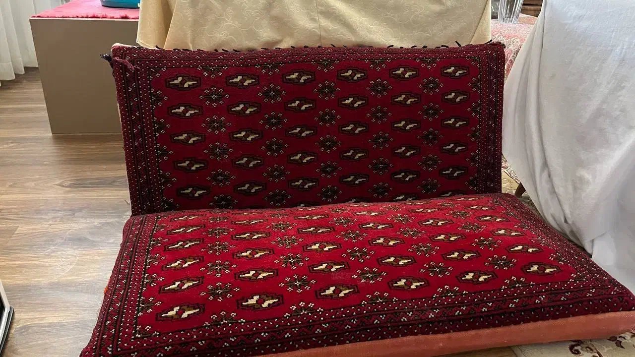 یک جفت پشتی دستباف ترکمنی کاملا در حد نو|پشتی|نیشابور, شهرک بهداری|دیوار