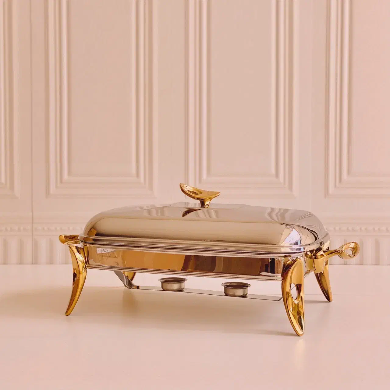 سوفله پذیرایی استیل طلایی نقره ای|ظروف سرو و پذیرایی|مشهد, زمرد|دیوار