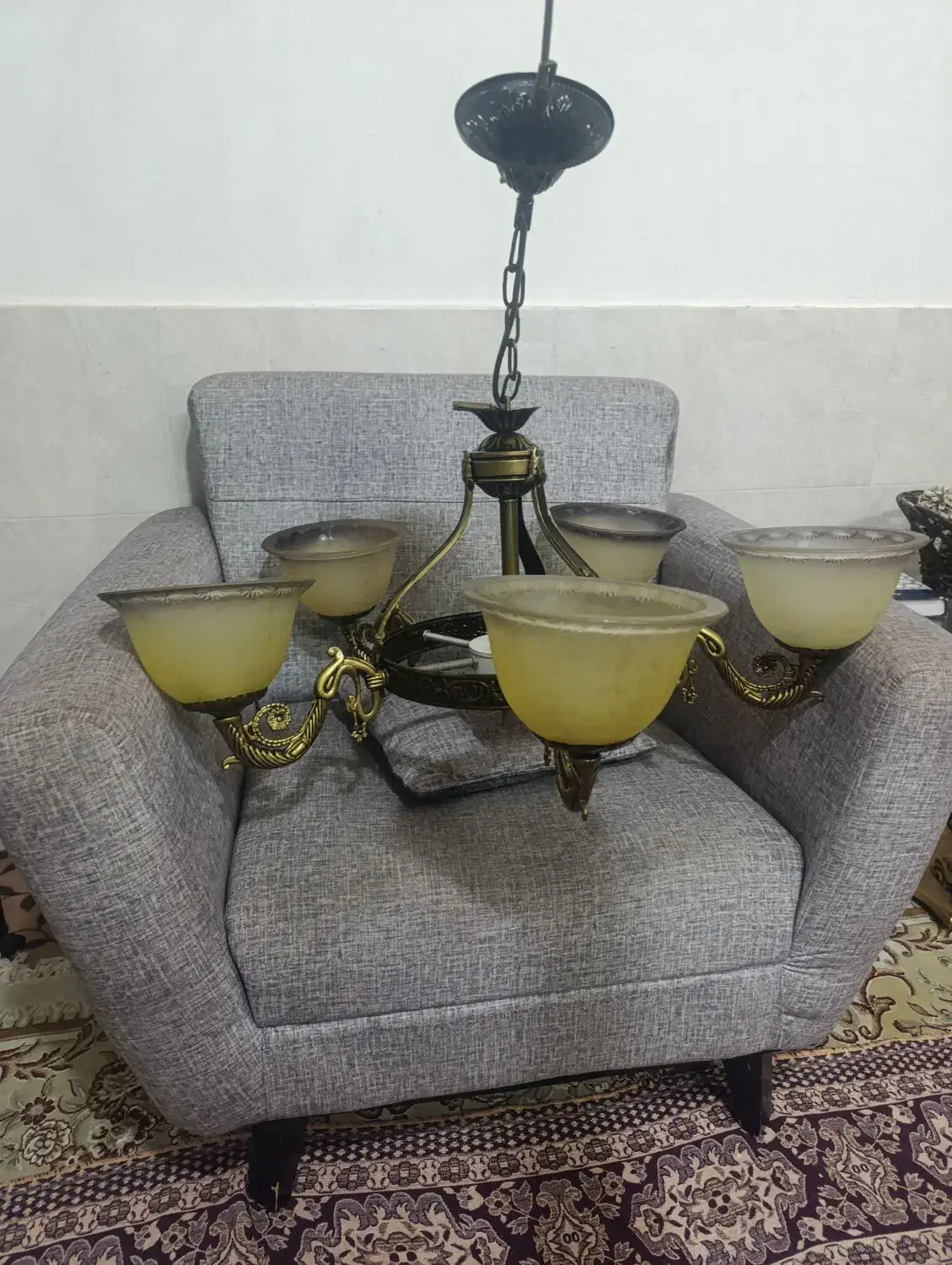 لوستر ۵ شاخه طرح کلاسیک برنز|لوستر و چراغ آویز|شاهرود, |دیوار