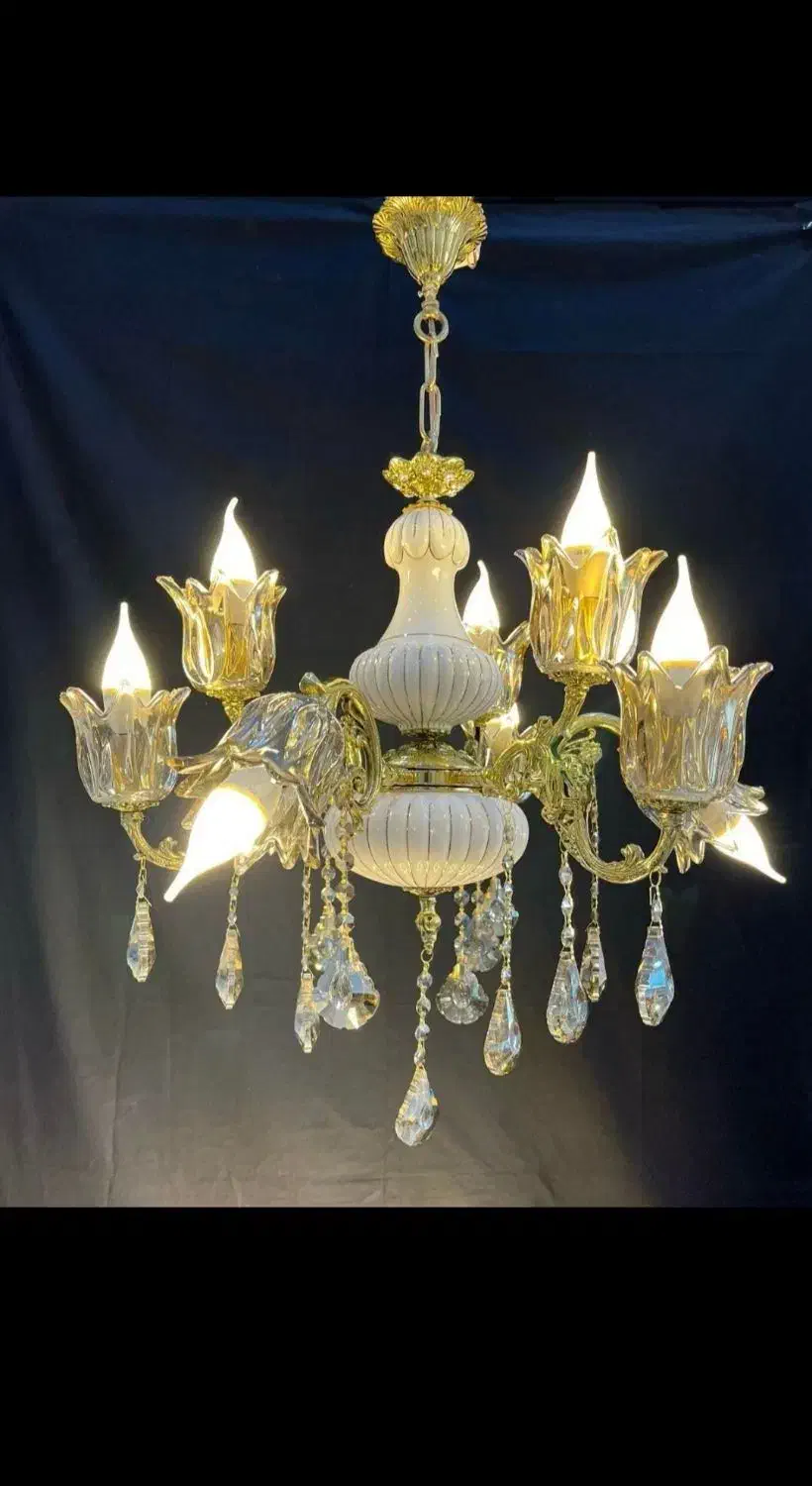 لوستر 8 شعله  تولید انواع لوستر های برنزی|لوستر و چراغ آویز|اراک, |دیوار