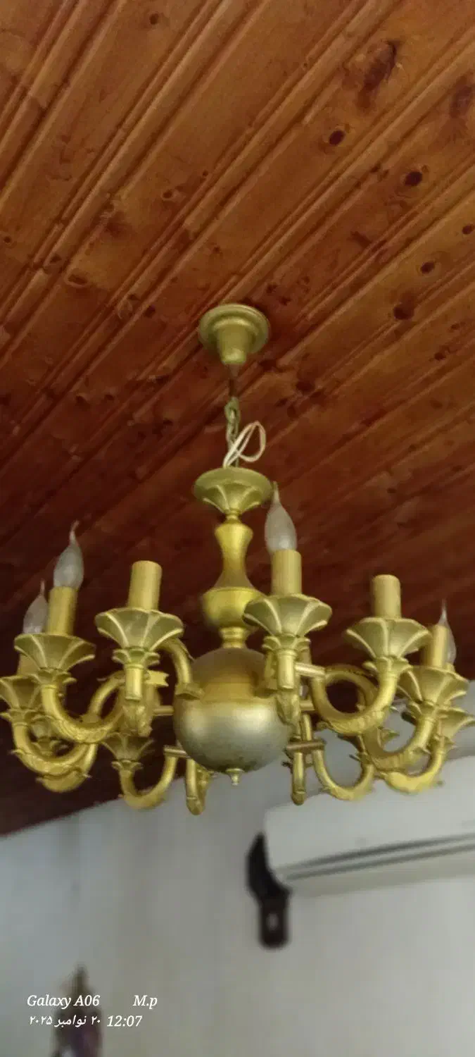 لوستر برنزی  ۶اخه ۱۲ شعله|لوستر و چراغ آویز|بندر انزلی, معلم|دیوار