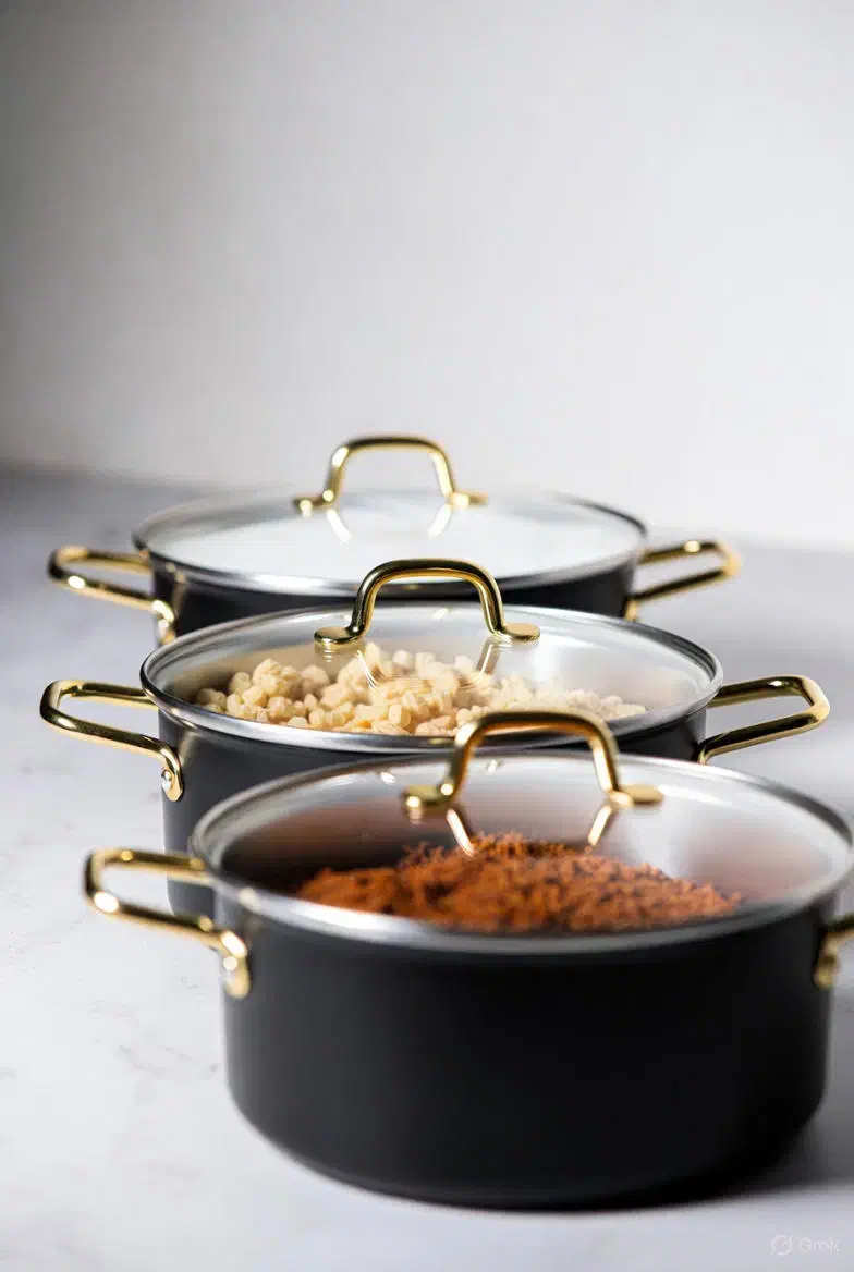 سرویس قابلمه گرانیتی لوکس داخل کرم برفکی|ظروف پختوپز|میانه, |دیوار