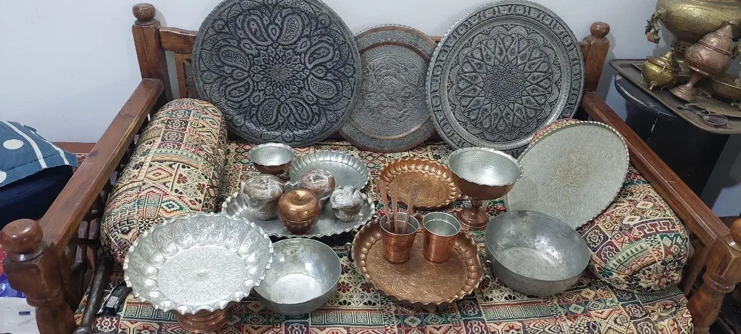 ظروف دکوری و پذیرایی مسی|کلکسیون اشیاء عتیقه|ری, منصوریه منگل|دیوار