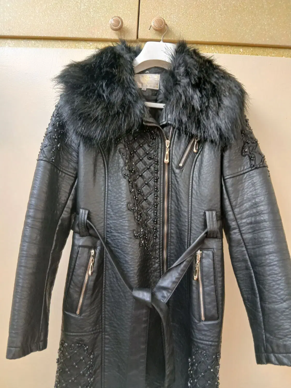 کت چرم زنانه نگین کاری|لباس|داران, |دیوار