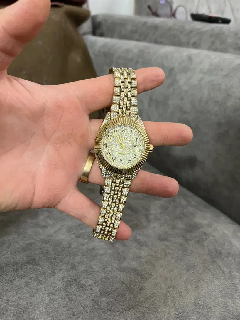 ساعت مچی مردانه فول نگین بدنه استیل  ساخت ژاپن|ساعت|رباط‌کریم, رباط‌کریم|دیوار