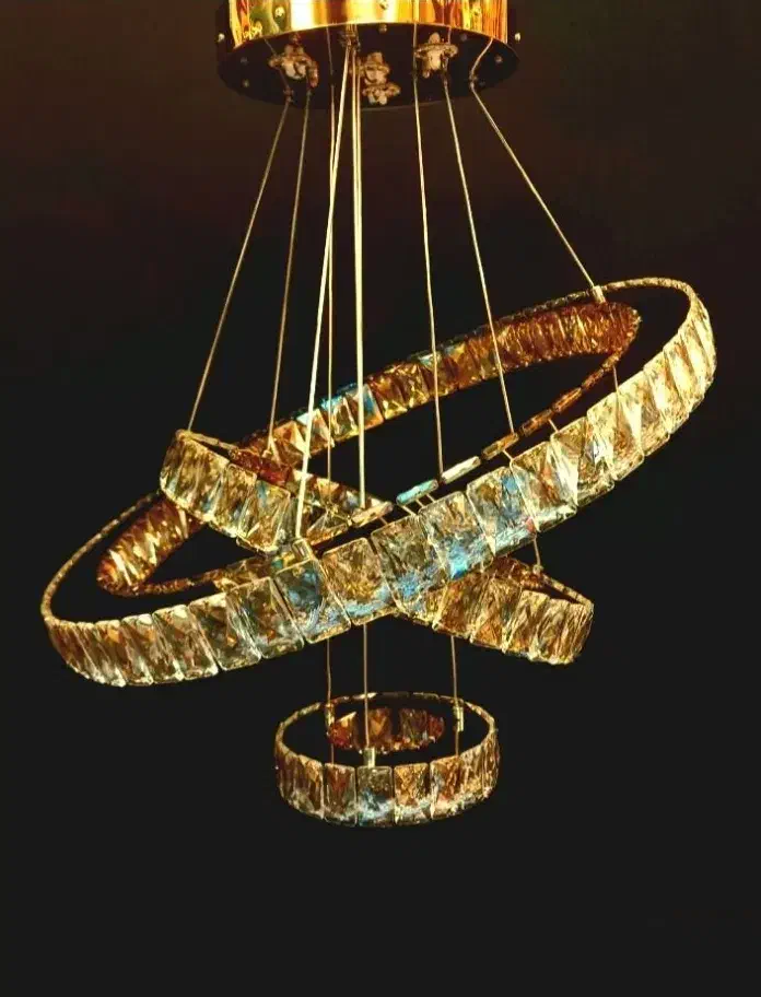 لوستر کریستالی ۳حلقه|لوستر و چراغ آویز|همدان, |دیوار