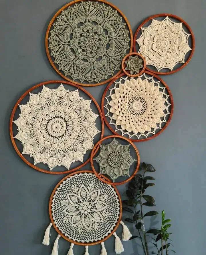 دیوارکوب قلاب بافی ماندالا|صنایع دستی و سایر لوازم تزئینی|تهران, آبشار تهران (دریاچه)|دیوار