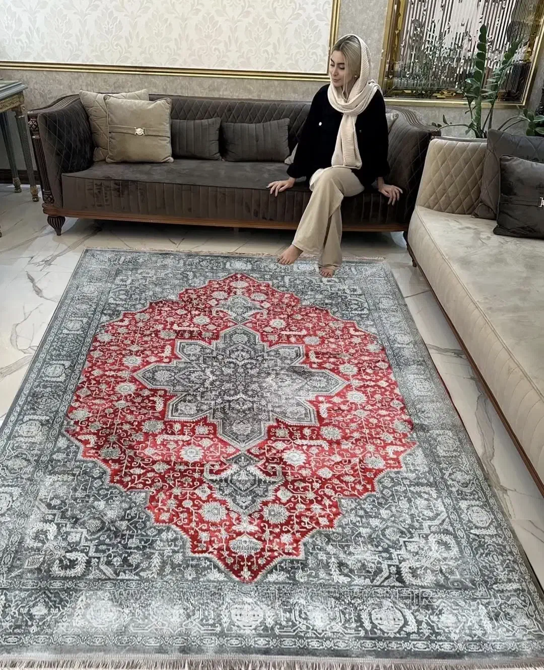 فرش TBT رنگ زغالی لاکی مدرن وینتیج ۶و۹و۱۲ متری|فرش|قم, باجک دو|دیوار