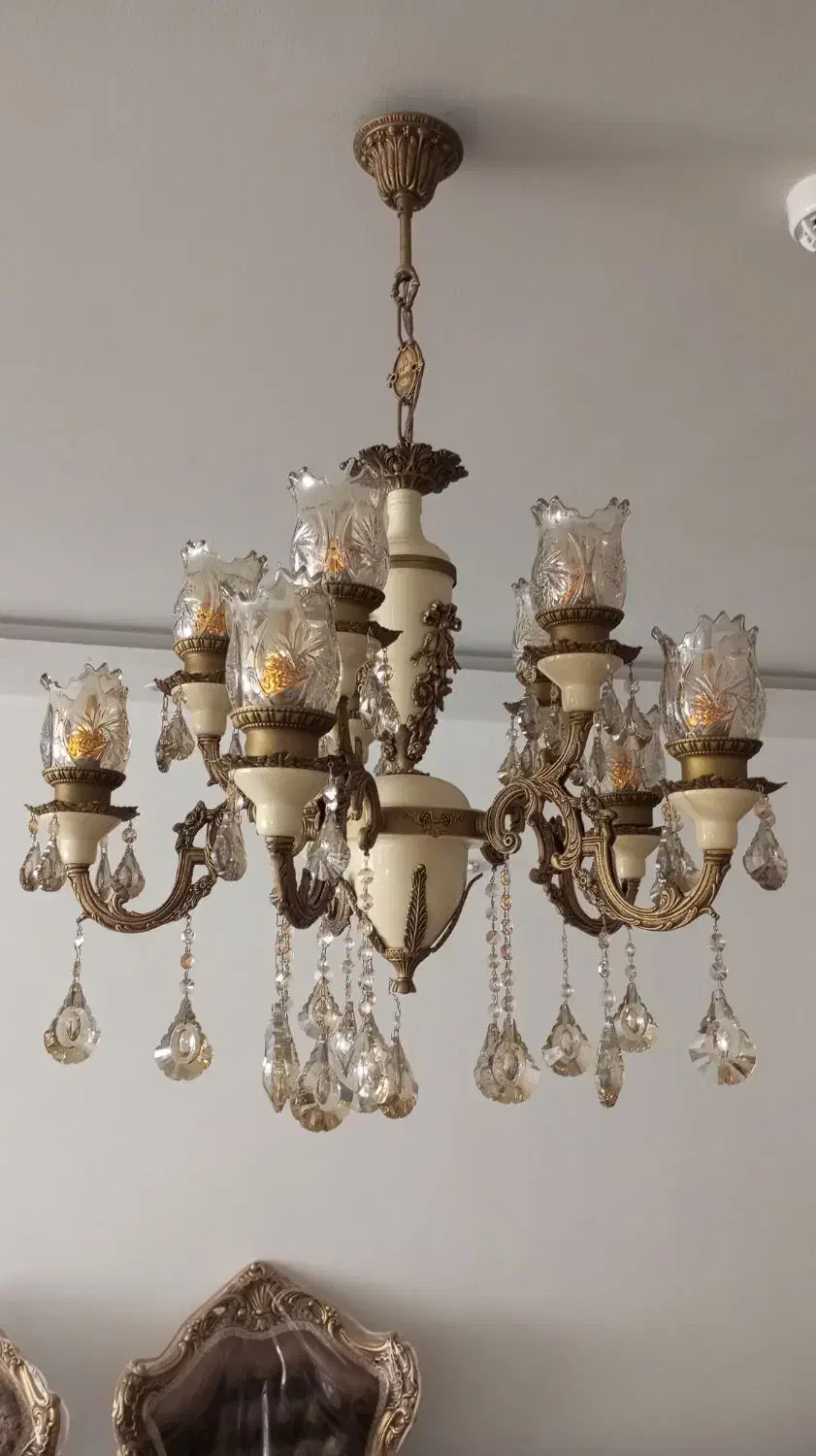 لوستر پنج شاخه (ده شعله)|لوستر و چراغ آویز|مشهد, الهیه|دیوار