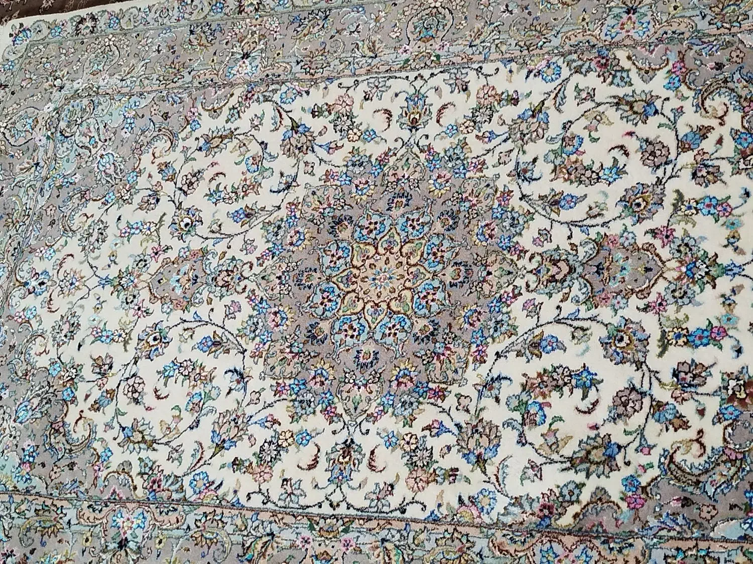 فرش گل ابریشم کاشان|فرش|گلپایگان, |دیوار