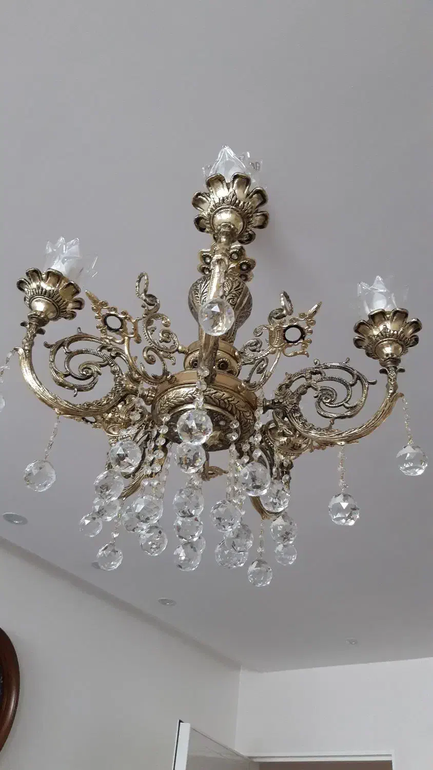 لوستر برنجی کاملا سالم و تمیز|لوستر و چراغ آویز|ابهر, |دیوار