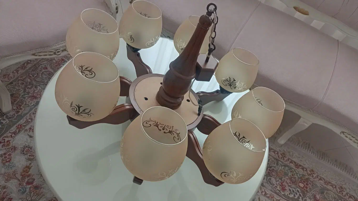 لوستر۸شاخه چوبی درحدنو|لوستر و چراغ آویز|کرج, شهرک فهمیده|دیوار