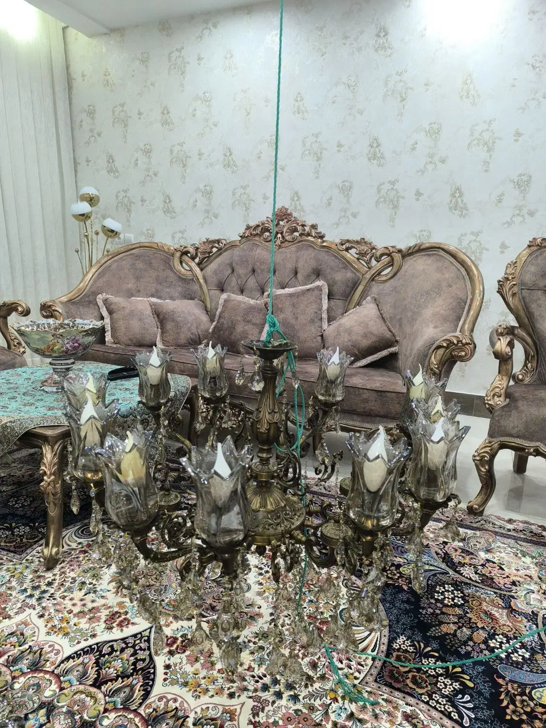 لوستر برنز 12 شعله|لوستر و چراغ آویز|کرمانشاه, |دیوار