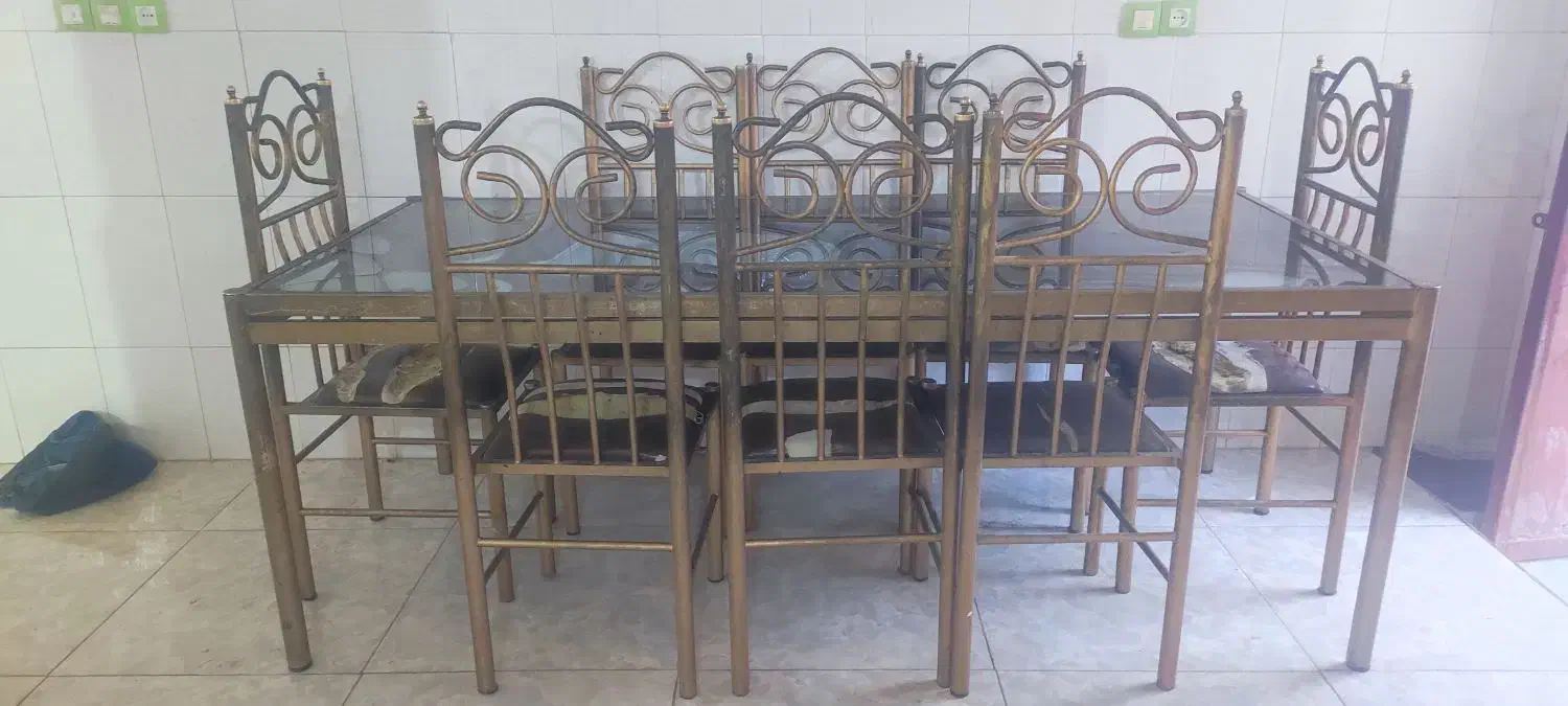 میز غذاخوری 8نفره فلزی|میز و صندلی غذاخوری|بمپور, |دیوار