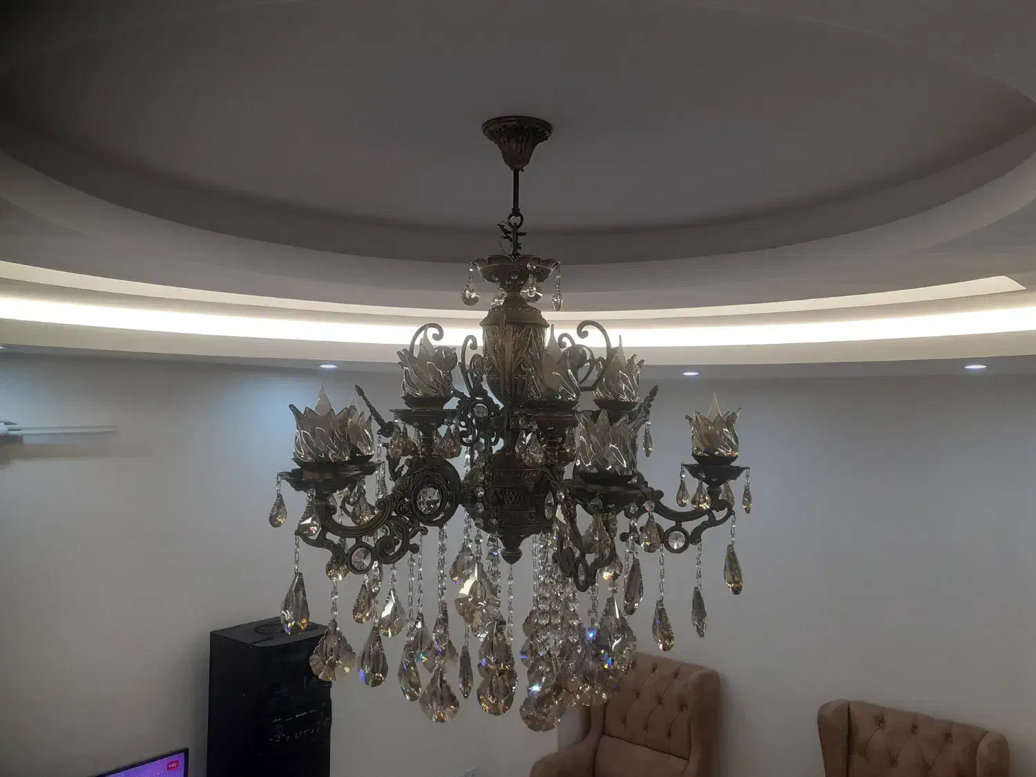 لوستر ۵شاخه و ۱۰ شعله در حد نو|لوستر و چراغ آویز|اردبیل, |دیوار