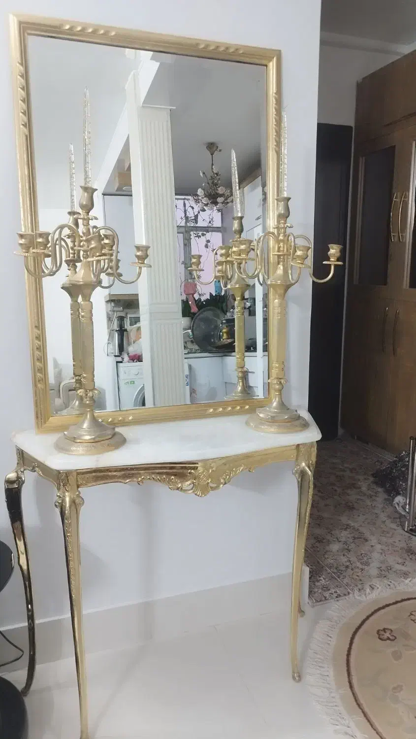 آیینه شمعدان برنجی|بوفه، ویترین، کنسول|مشهد, الهیه|دیوار