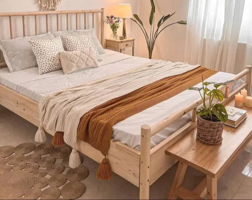 تخت دو نفره ۲۰۰×۱۸۰ (تمام چوب)|تخت و سرویس خواب|ساری, |دیوار