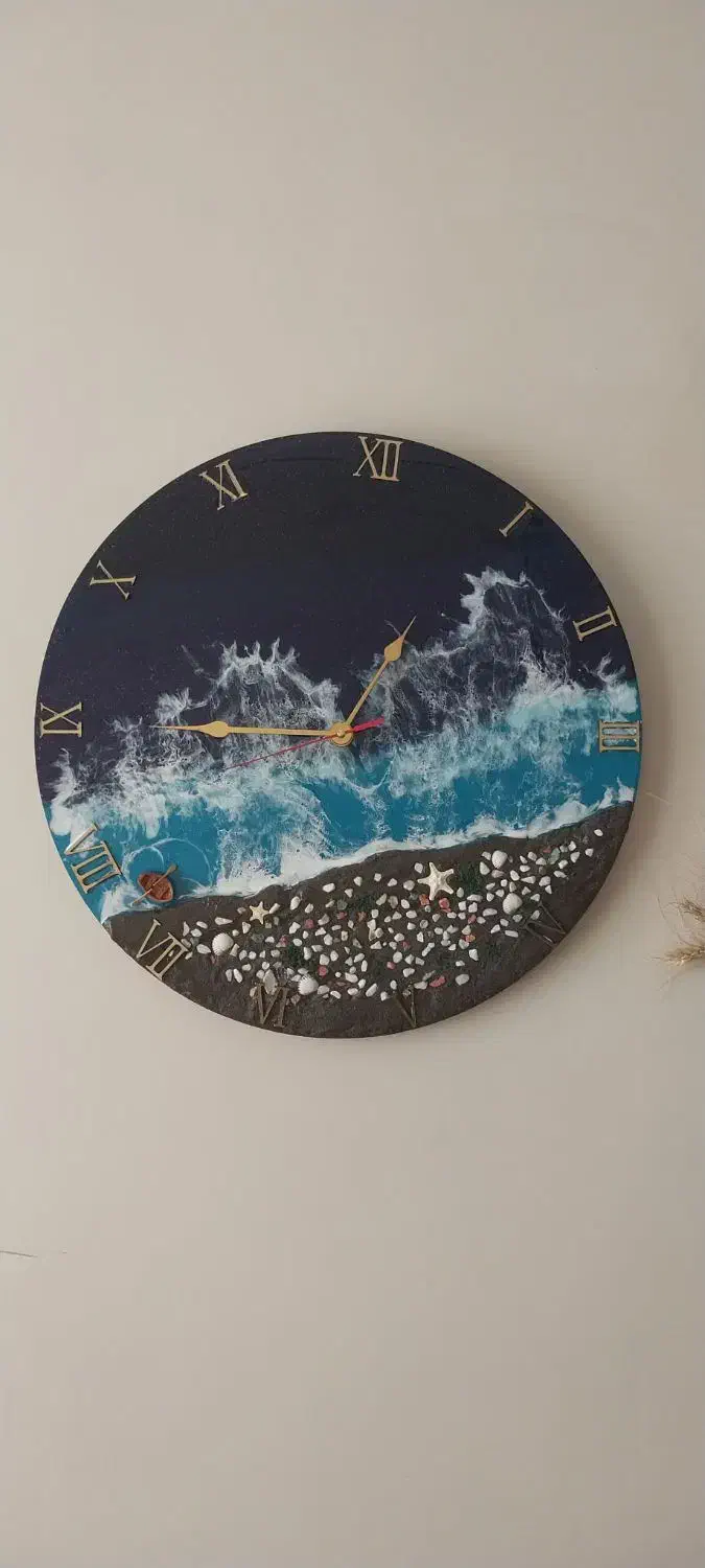 ساعت رزین دیواری طرح دریا|ساعت دیواری و تزئینی|ری, دیلمان|دیوار