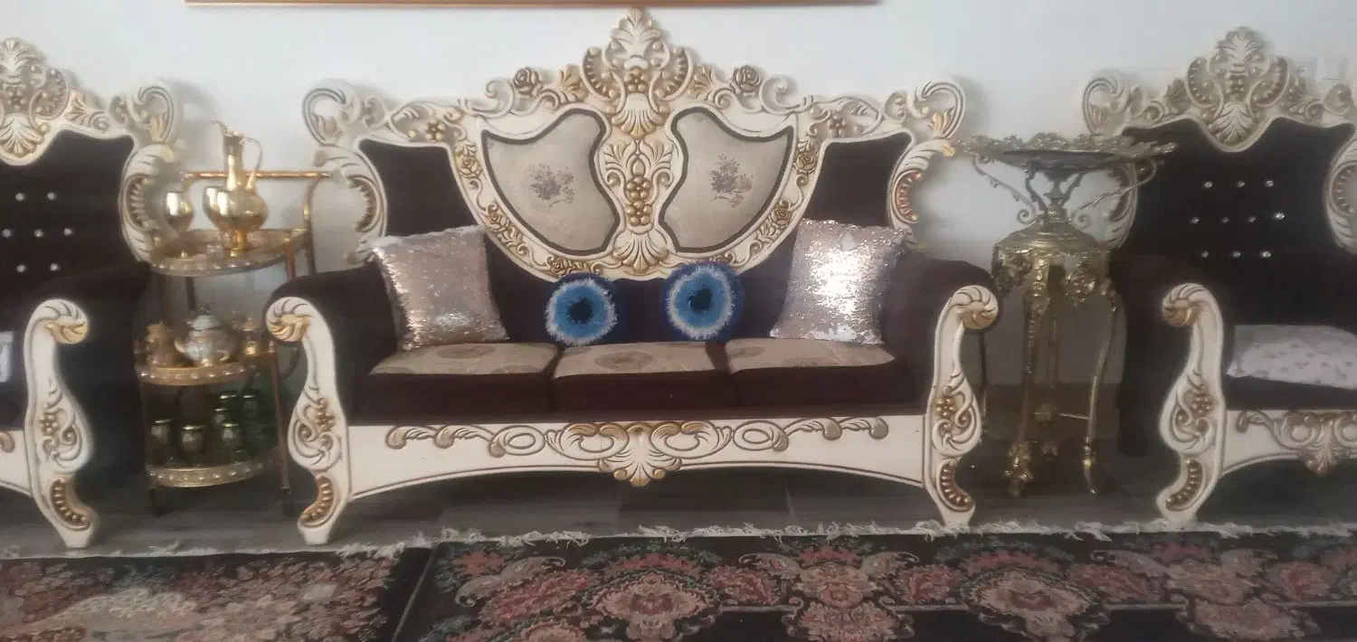 مبلمان سلطنتی ۷نفر|مبلمان خانگی و میز عسلی|تربتحیدریه, باغ سلطانی|دیوار