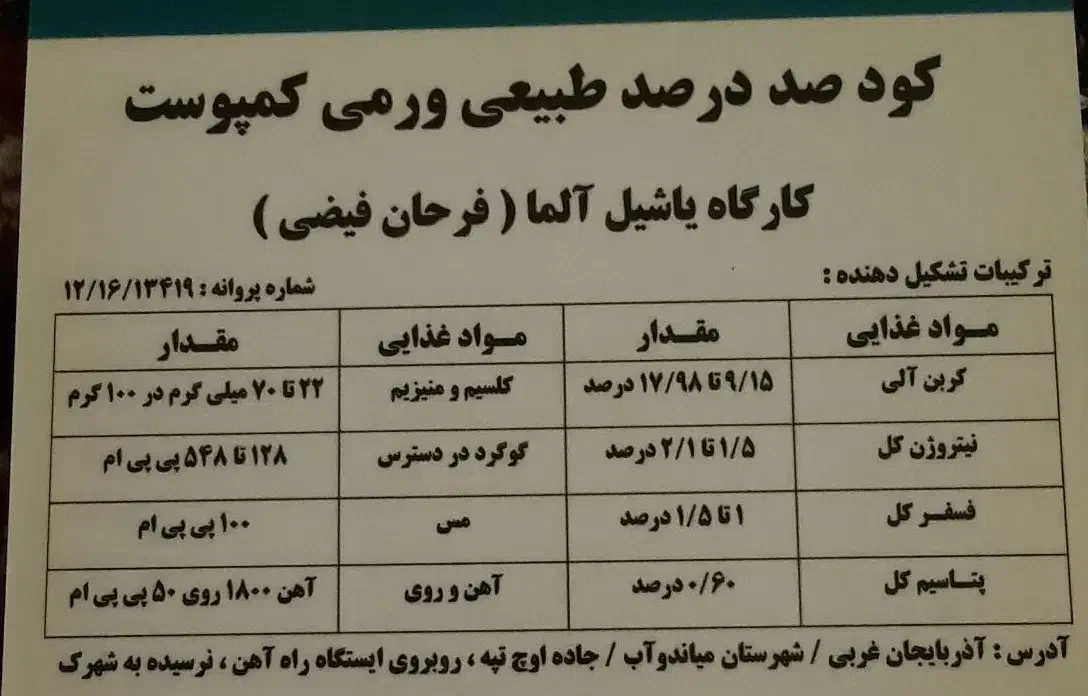 کود ورمی کمپوست صد درصد طبیعی|گل و گیاه طبیعی|میاندوآب, |دیوار