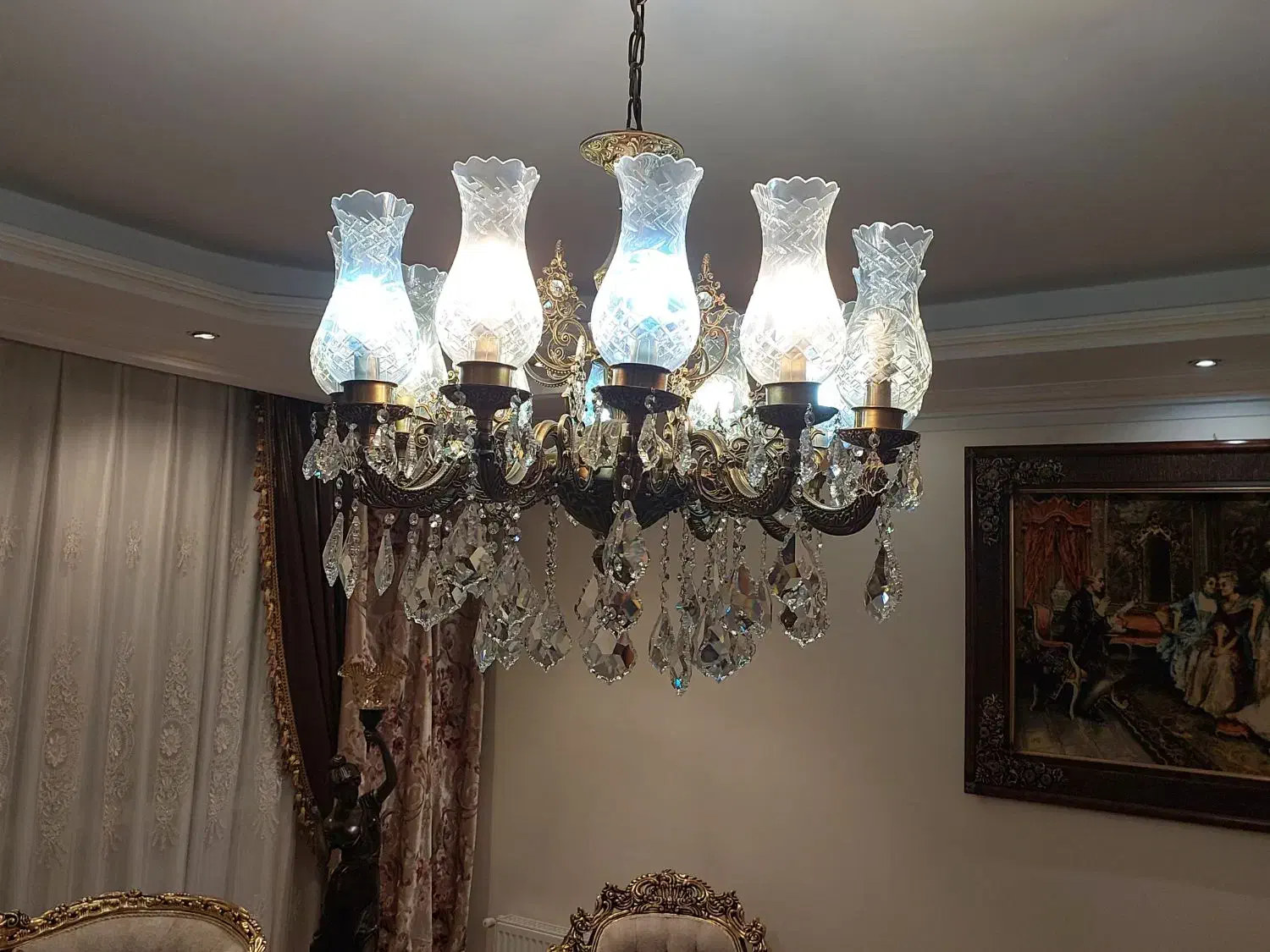 لوستر  برنز ۱۰ شاخه و ۱۲شاخه|لوستر و چراغ آویز|تهران, گلستان (شهرک راه آهن)|دیوار