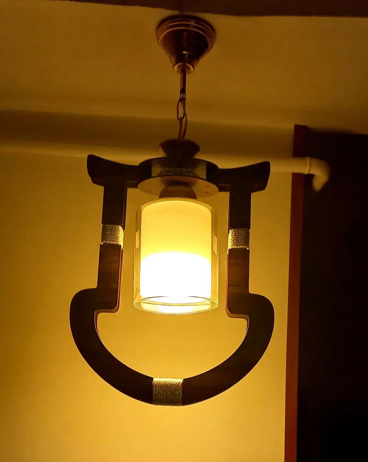 ۴ عدد لوستر چوبی نو بسیار شیک|لوستر و چراغ آویز|گرگان, |دیوار