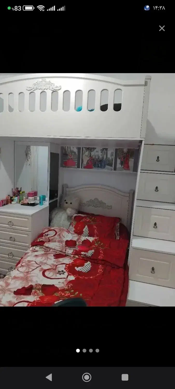 تخت دو طبقه قیمت چوب وکیوم اصل|تخت و سرویس خواب|شوش, |دیوار