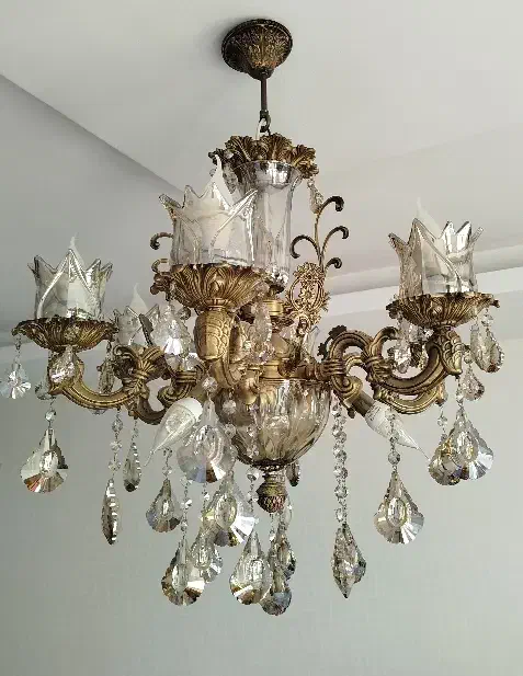 لوستر برنزی سنگین ۶شاخه|لوستر و چراغ آویز|کرج, باغستان|دیوار