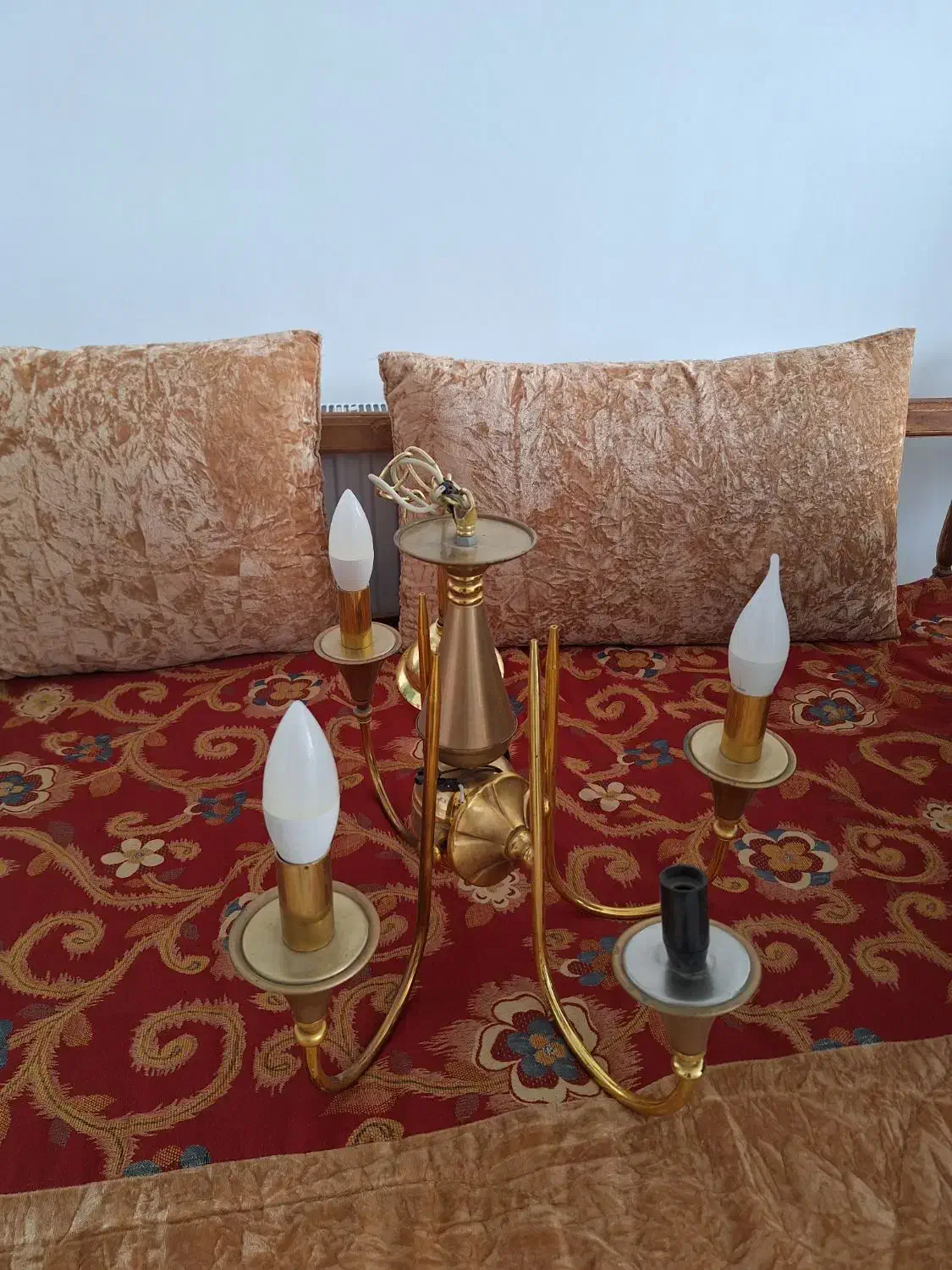 لوسترآبکاری طلا ۳شاخه|لوستر و چراغ آویز|خرمآباد, |دیوار