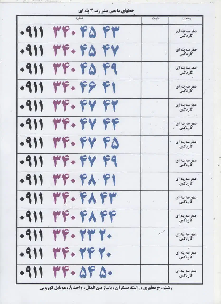 ۰۹۱۱۱۴۰۲۴۰۳|سیمکارت|رشت, بازار|دیوار