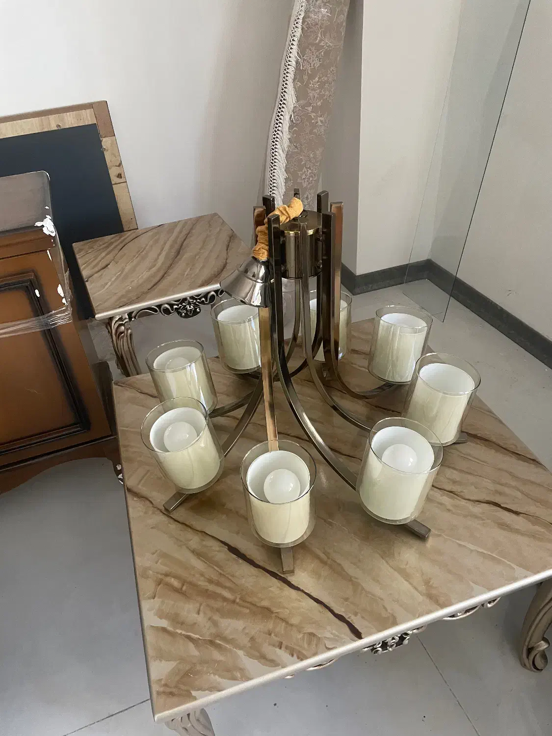 لوستر استیل شاخه ای ۵۰۰|لوستر و چراغ آویز|رباط‌کریم, رباط‌کریم|دیوار