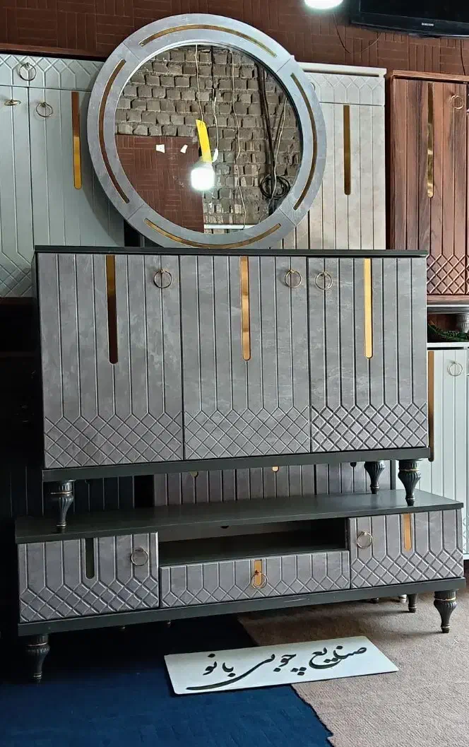 کد ۸۰ میزتلویزیون با کنسول با آینه ست هم مدل ۸۰|بوفه، ویترین، کنسول|قم, قلعه کامکار|دیوار