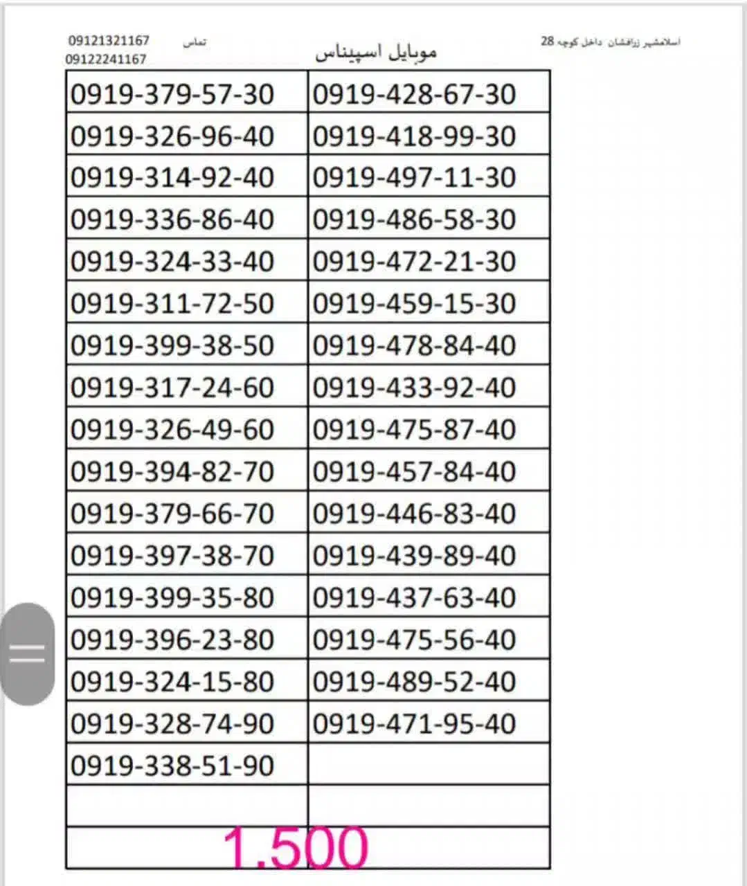 0919.9261170|سیم‌کارت|اسلام‌شهر, زرافشان|دیوار
