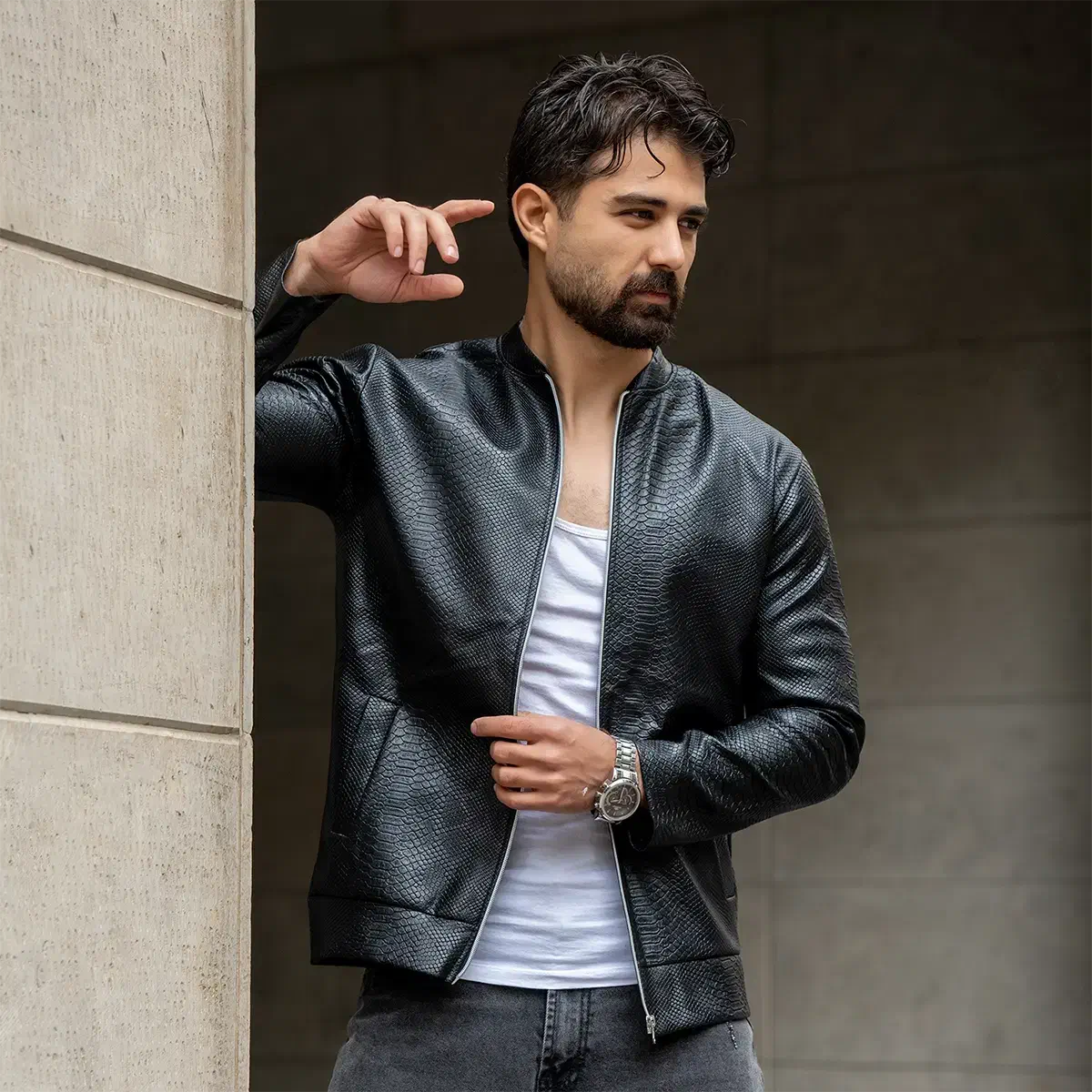 کاپشن چرم طرح پوست مار .پرداخت درب منزل|لباس|تهران, حشمتیه|دیوار