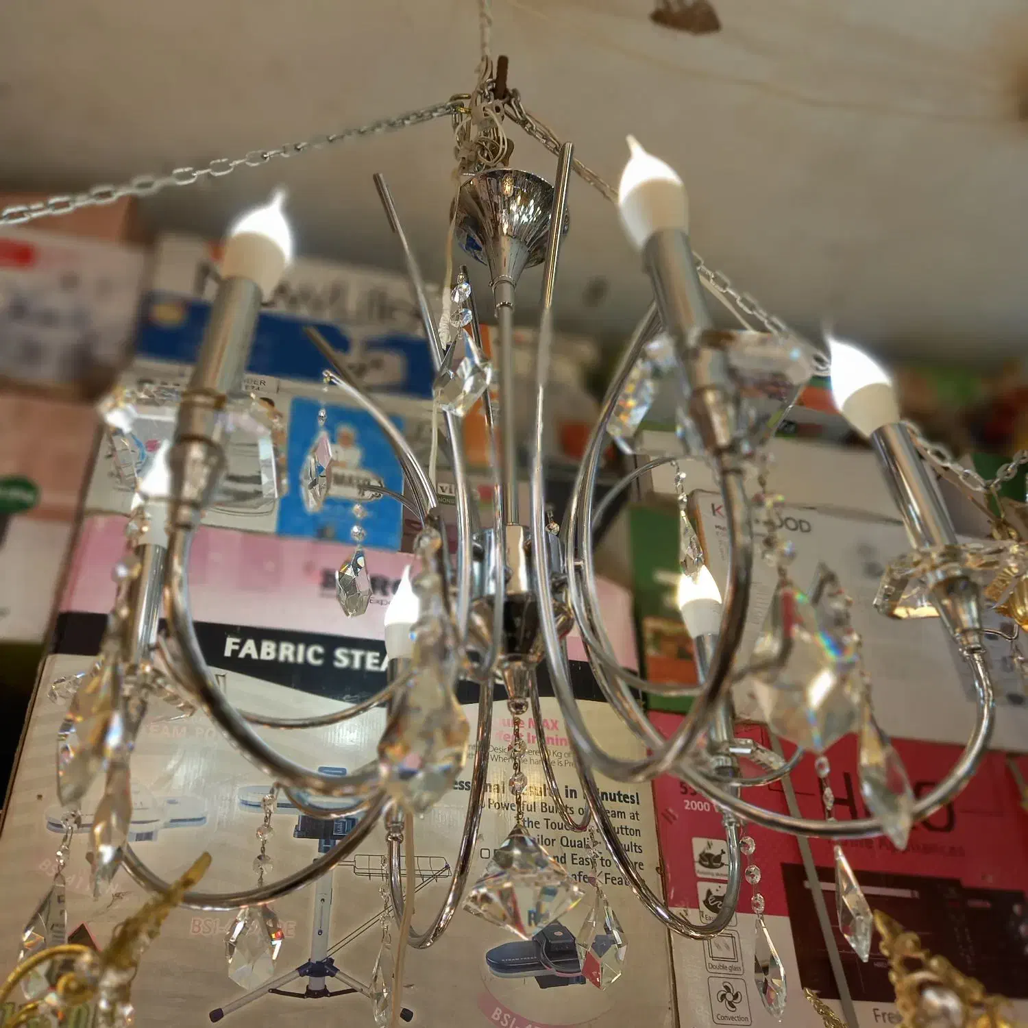 لوستر برنجی کروم خارجی ۶شاخه|لوستر و چراغ آویز|تهران, ائمه اطهار|دیوار