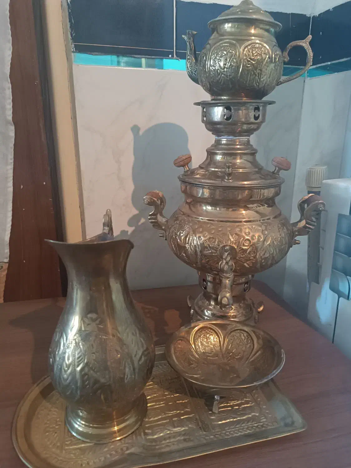 قوری و سماور زغالی  همراه پاچ  یرنجی|قوری، کتری، قهوه‌ساز دستی|اسلام‌‌آباد غرب, |دیوار